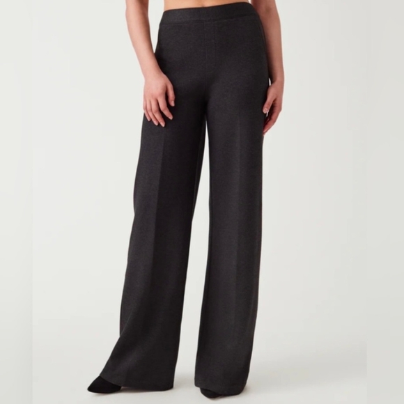 Spanx The Perfect Pant Wide Leg Ponte Shaping In Charcoal Heathe - Picture 1 of 8